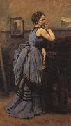  Jean Baptiste Camille  Corot Woman in Blue USA oil painting reproduction